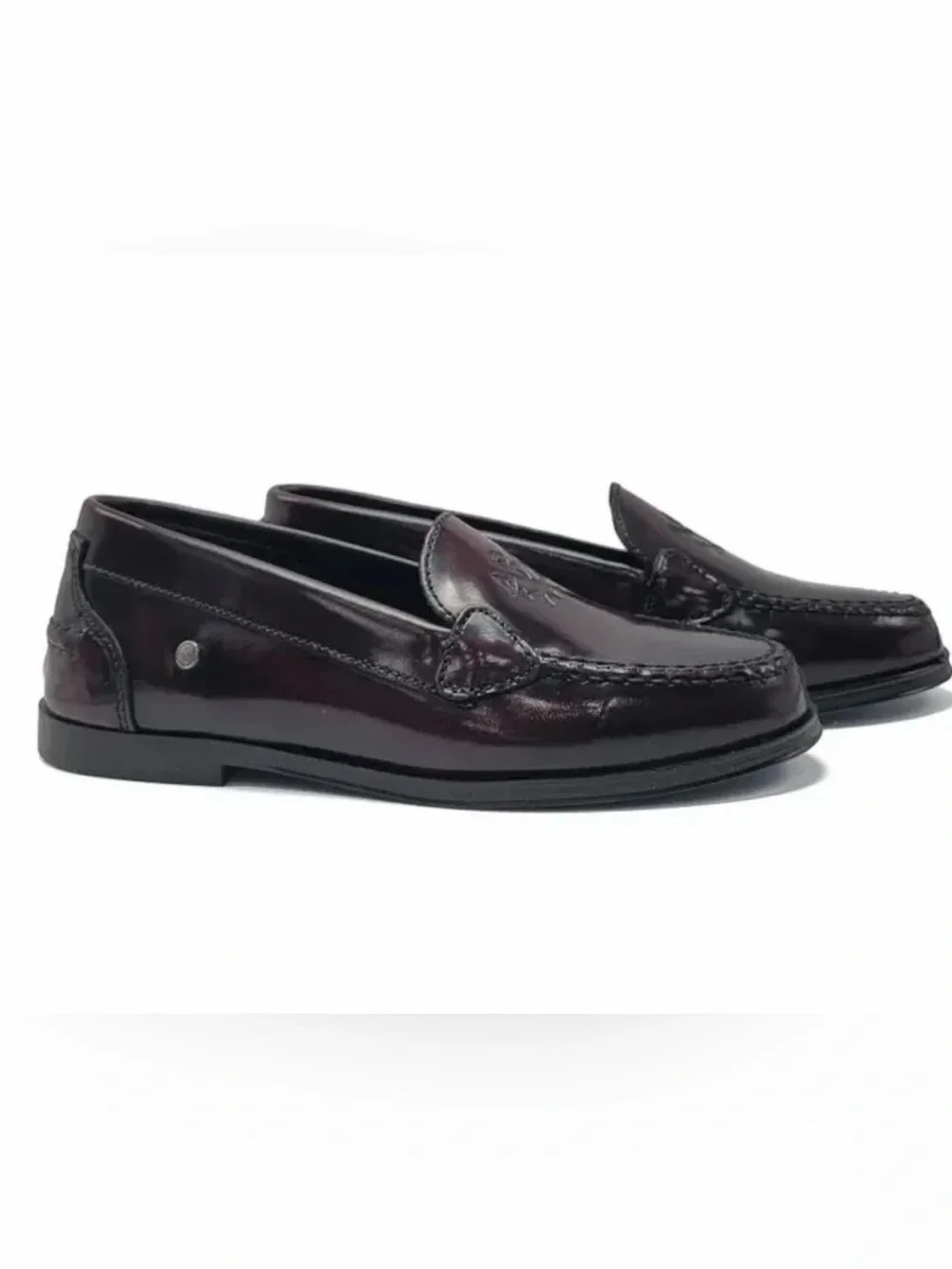 Confetti Kid’s Burgundy Leather Slip-On Loafers Size 32=US 1 Youth